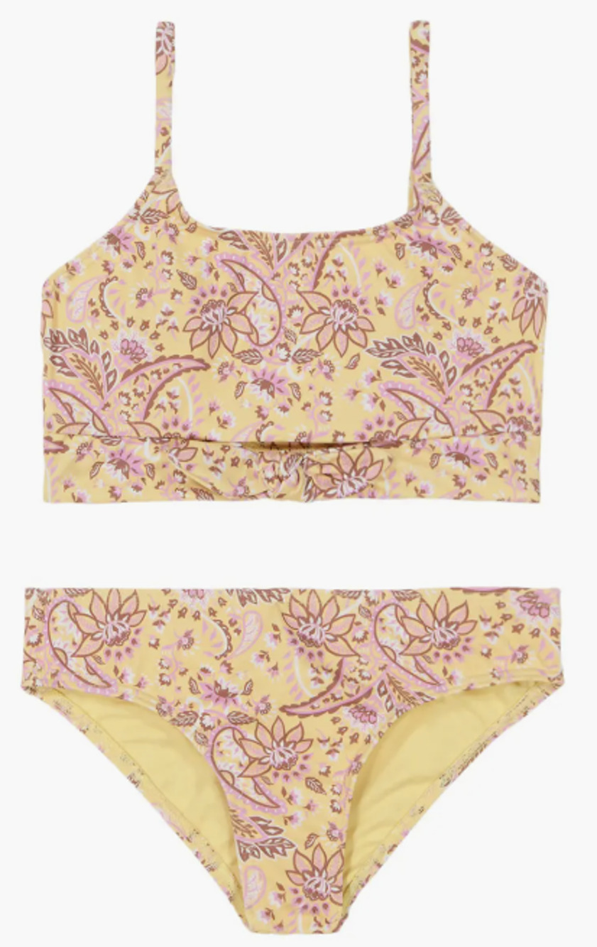 Roxy Girl's 14 Yellow Impala Tropidelic Two-Piece Bikini Swimsuit OS13-22